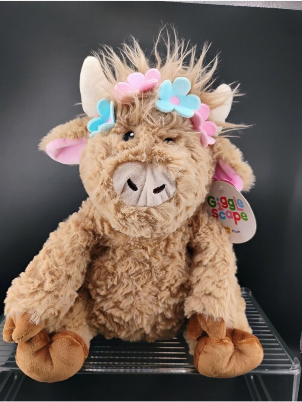 Gund Gigglescape Highland Cow Plush Flower Crown Stuffed Animal Toy New